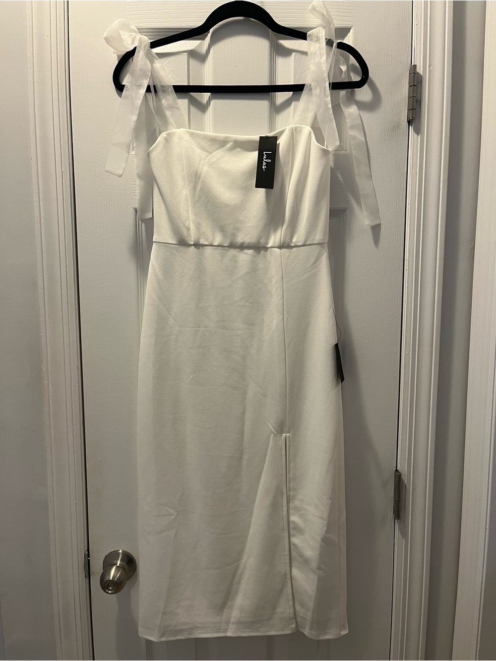 Lulu White Tie-Shoulder Midi Dress